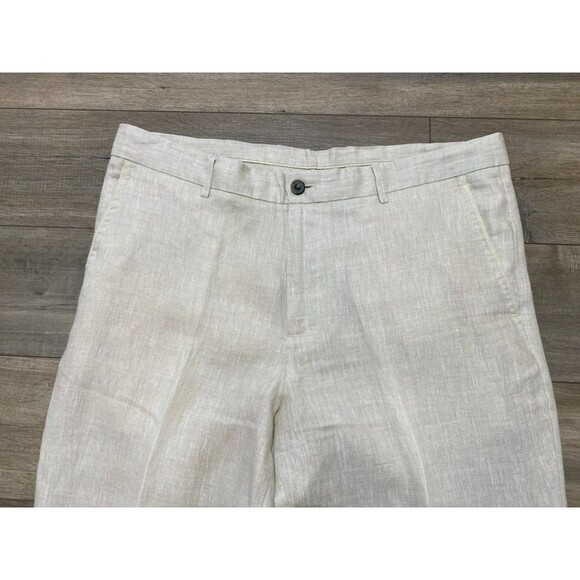 Tasso Elba Island 36x32 Beige Beach Resort Straight 100% Linen Mens Pants - Picture 2 of 8